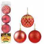 Bola Art Tb Diamante  8Cm Zc484 C/4 Cor Vermelho